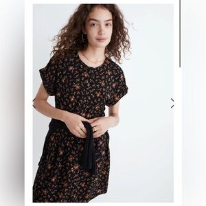 Madewell Short-Sleeve Button-Front Mini Dress in Fresh Sprigs- Size XS